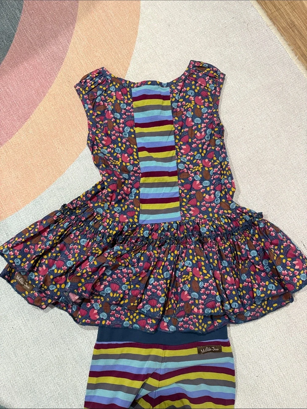 Colorful Floral Peplum Tunic with Striped Pants Matilda Jane Paint by Numbers
